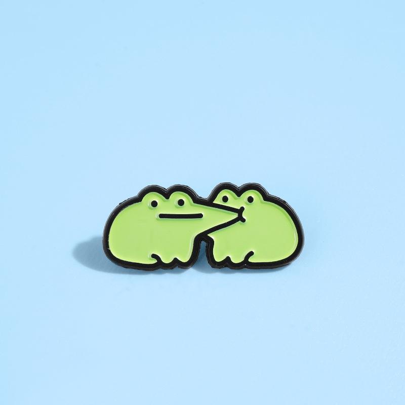 Cartoon green frog set series combination brooch creative bag metal badge clothing accessories combination