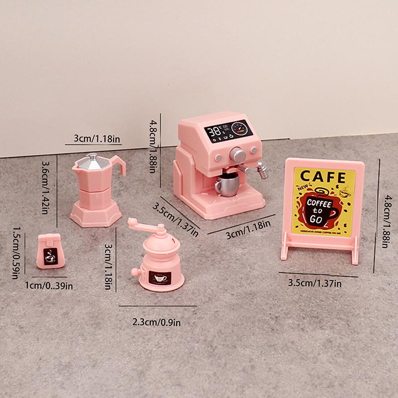 Set Macchina da Caffè Rosa per Casa delle Bambole 1/12 Ornamenti per Scena Caffetteria Casa delle Bambole Accessori Decorativi per Casa delle Bambole