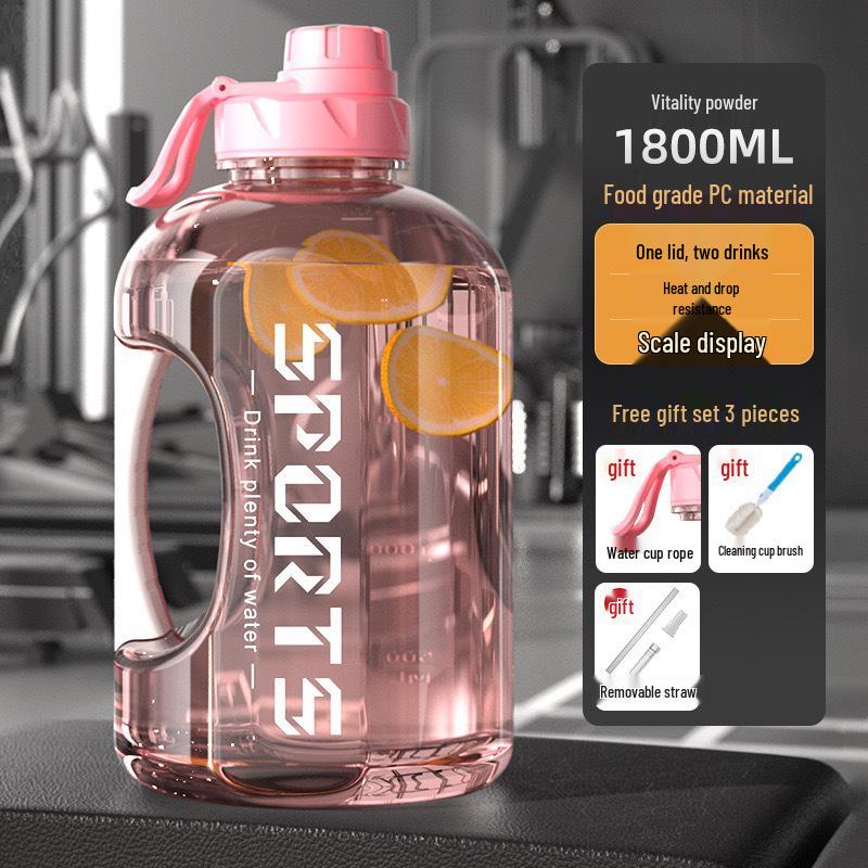 

Large Capacity Sports Water Bottle with Straw - Portable Big Belly Cup 1.8-2.7L
