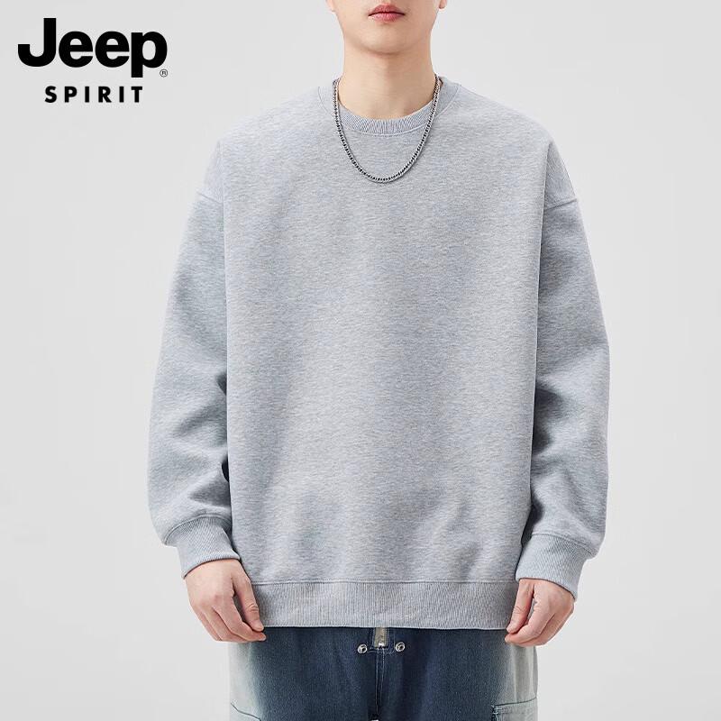 JEEP SPIRIT Men s Solid Color Heavyweight Crewneck Sweatshirt L