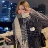 Retro plaid Japanese and Korean atmosphere plaid scarf women's plaid series contrasting color warm shawl student scarf