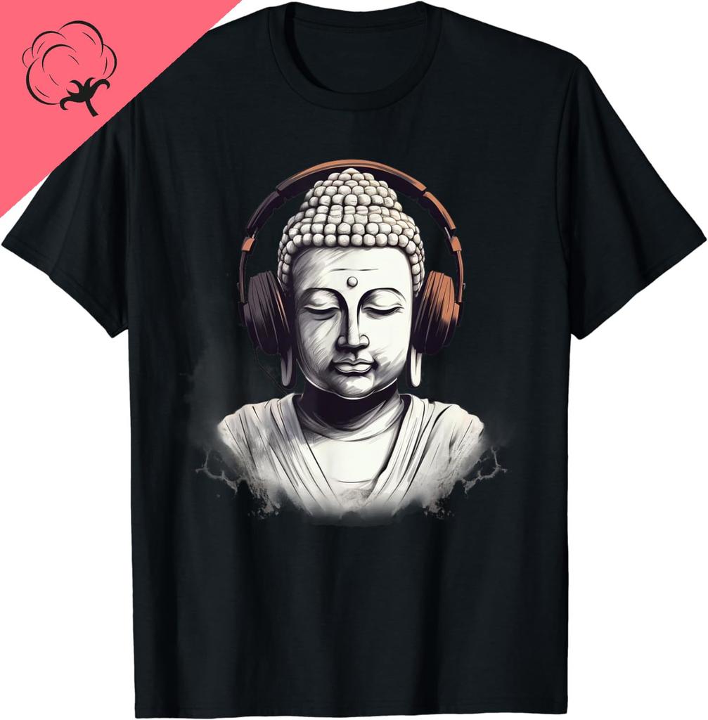 Buddha with Headphones Zen Buddha Hip Hop Fusion Meditate TShirt Cotton Funny Clothes Tops Shirts for Women Graphic T Shirts