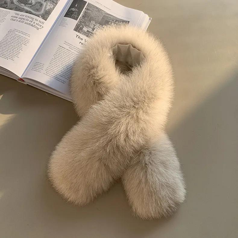 WTEMPO Jednobarevný kožešinový límec bryndák dámský nový klip teplý chránič krku šátek zesílený zimní plyšový šátek z umělé kožešiny