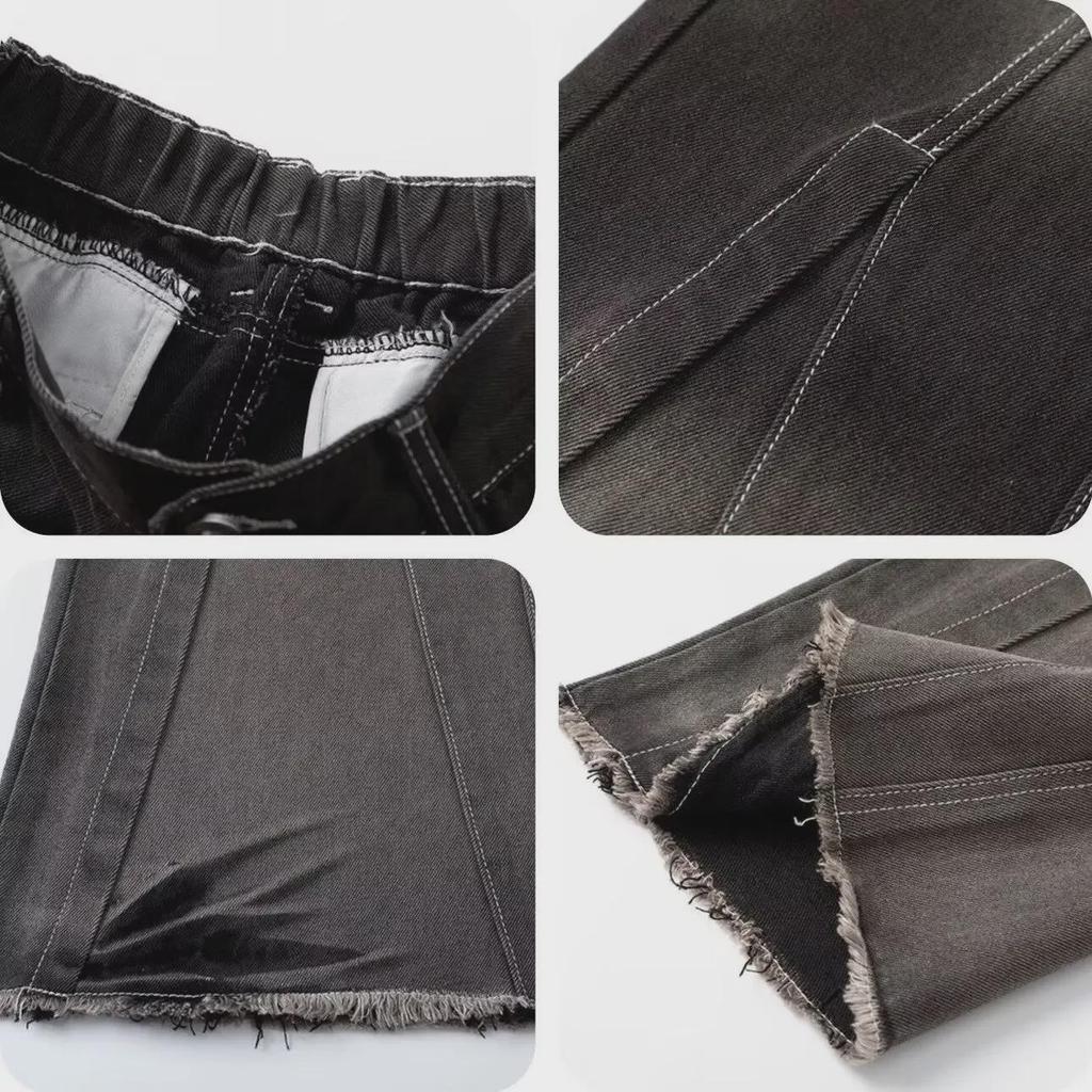 Modne amerykańskie dżinsy z szerokimi nogawkami tie-dye