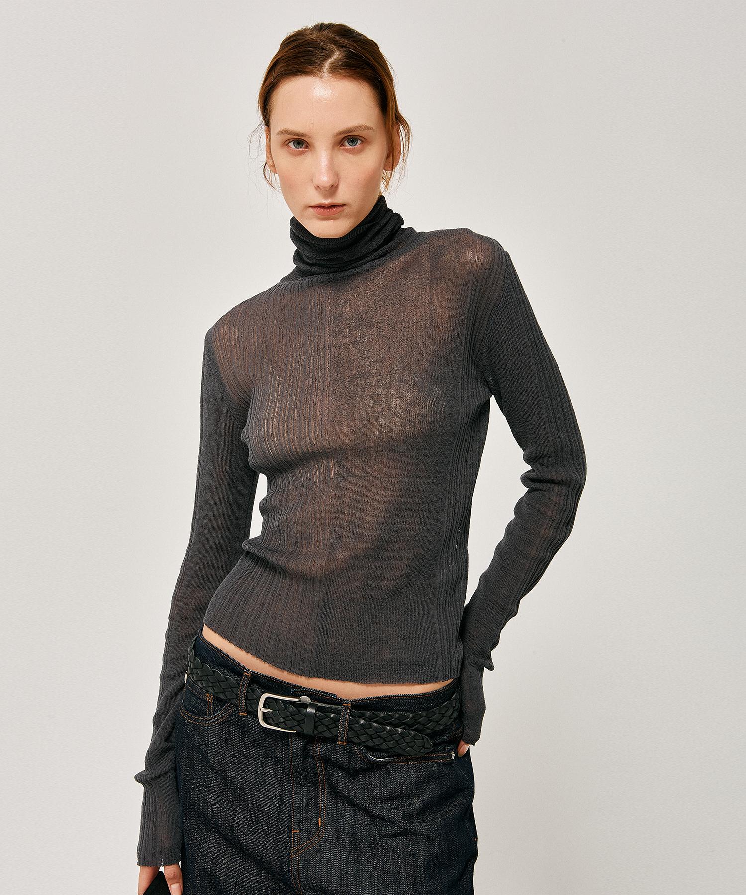 Label Archive W Eli Rib Turtleneck Charcoal Charcoal/One Size