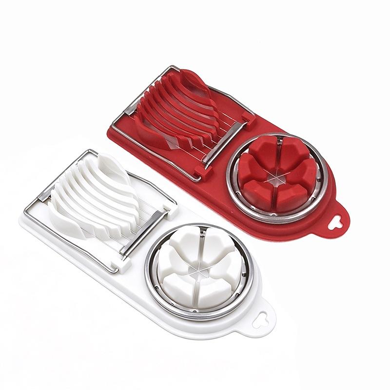 Egg Slicer - Home-use Stainless Steel Egg Cutter - Two-in-one for Removing Skin From Preserved Eggs and Splitting Eggs