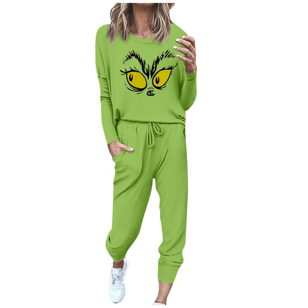 Sets für Damen, 2-teilig, Rundhals-Langarmhemd, Kordelzug, Jogginghose, Taschen-Sets