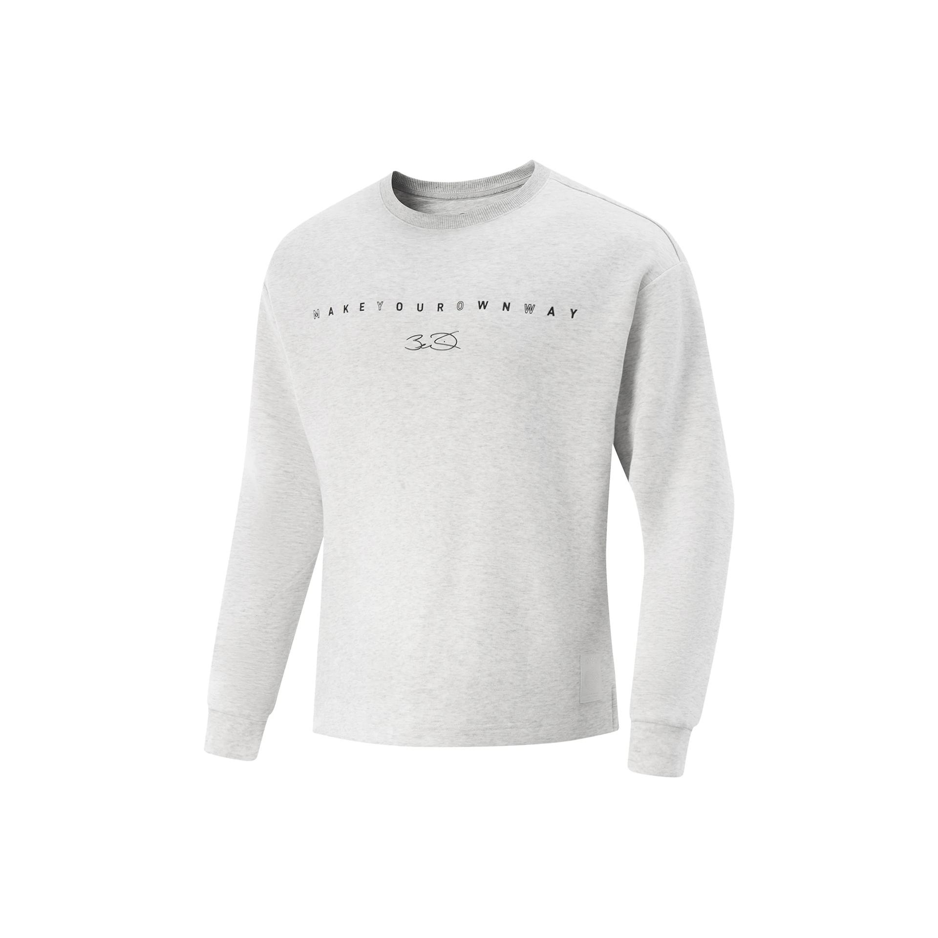 

Li Ning Серия Уэйда Свободный пуловер с круглым вырезом и принтом букв Удобный Универсальный Повседневный Простой Свитшот Мужской свитшот AWDV037-5 3XL