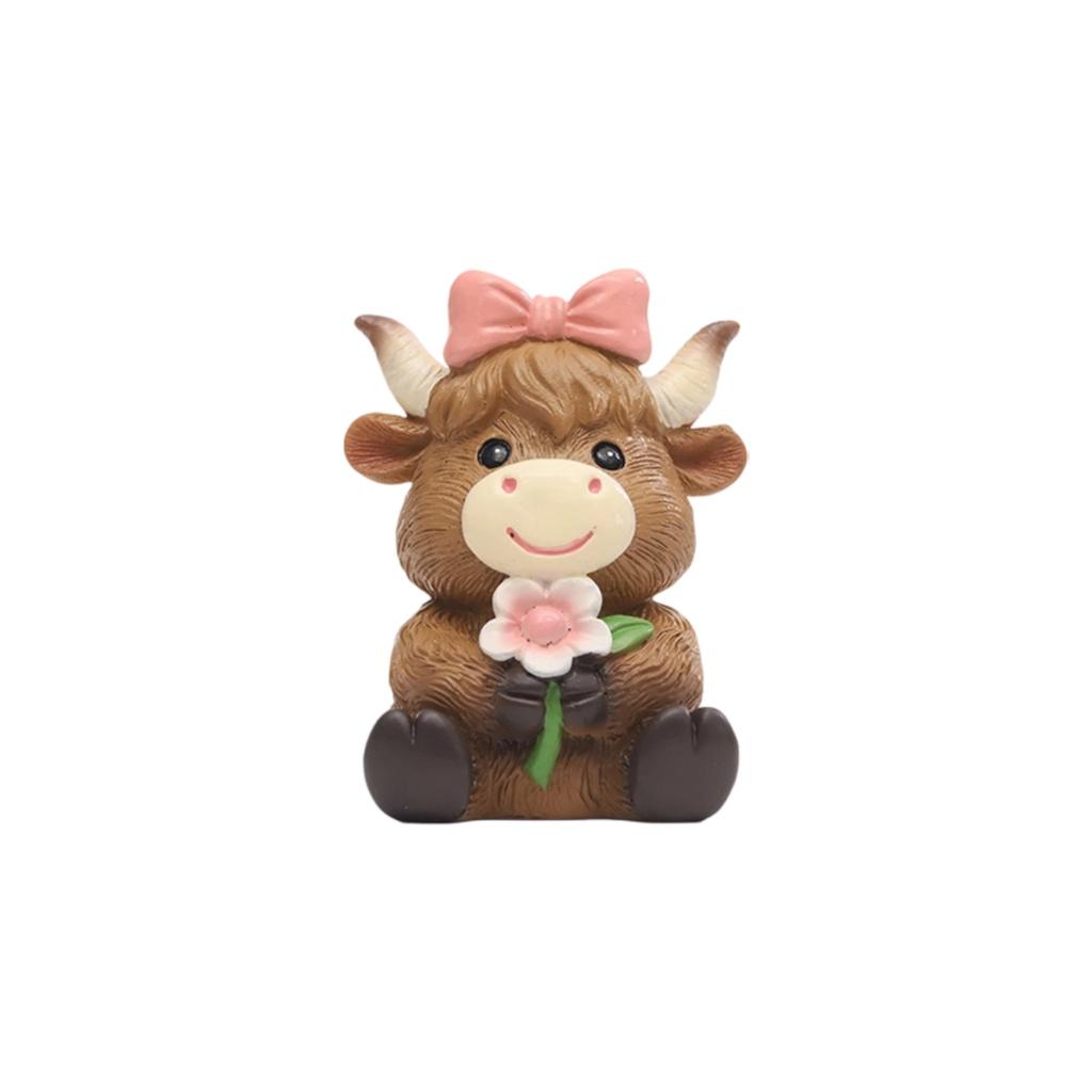 Cow Desk Figurine - Cute Resin Cow Sculpture, Adorable Home & Decor For Desk, Shelf, Or Stress