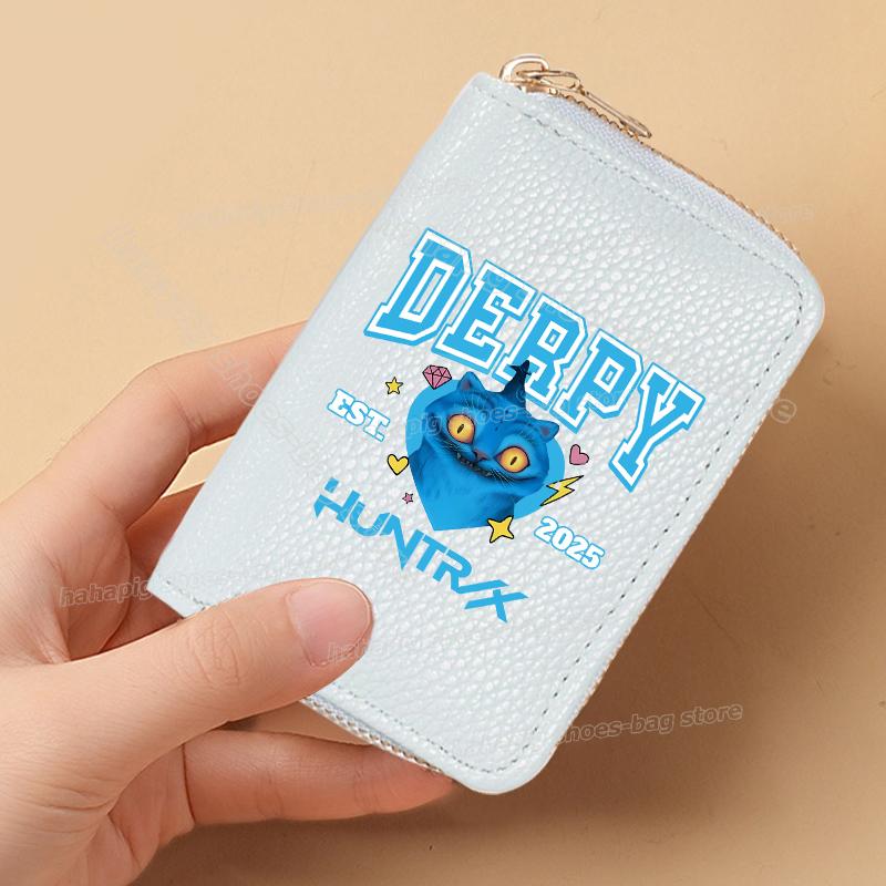 Perfect KPop Demon Hunters Women Short Wallets Pu Leather Credit Card Holder Multi-slot Small Zipper Wallets Female Clutch Coin Purse