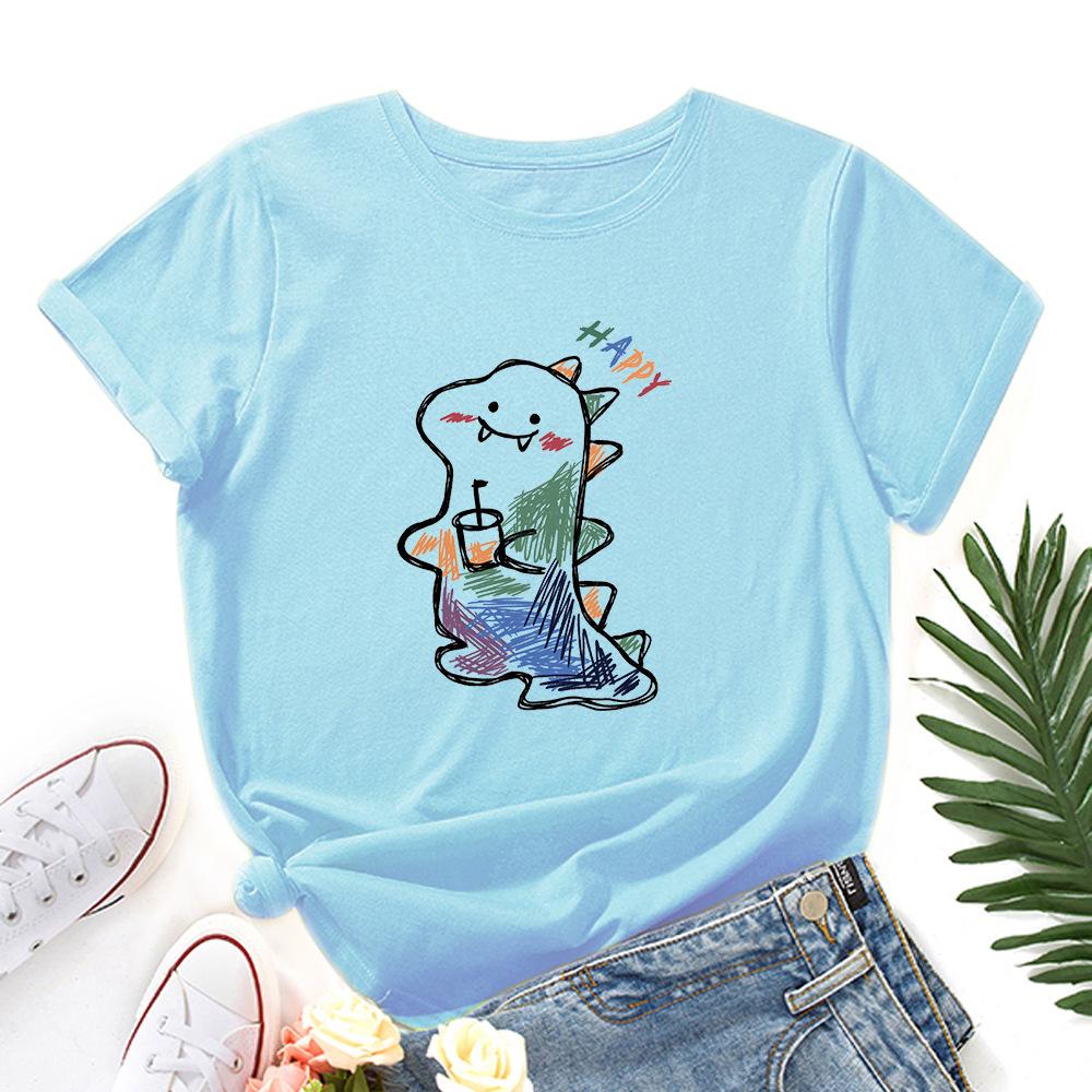 Женская футболка с принтом динозавра из мультфильма — фото 4