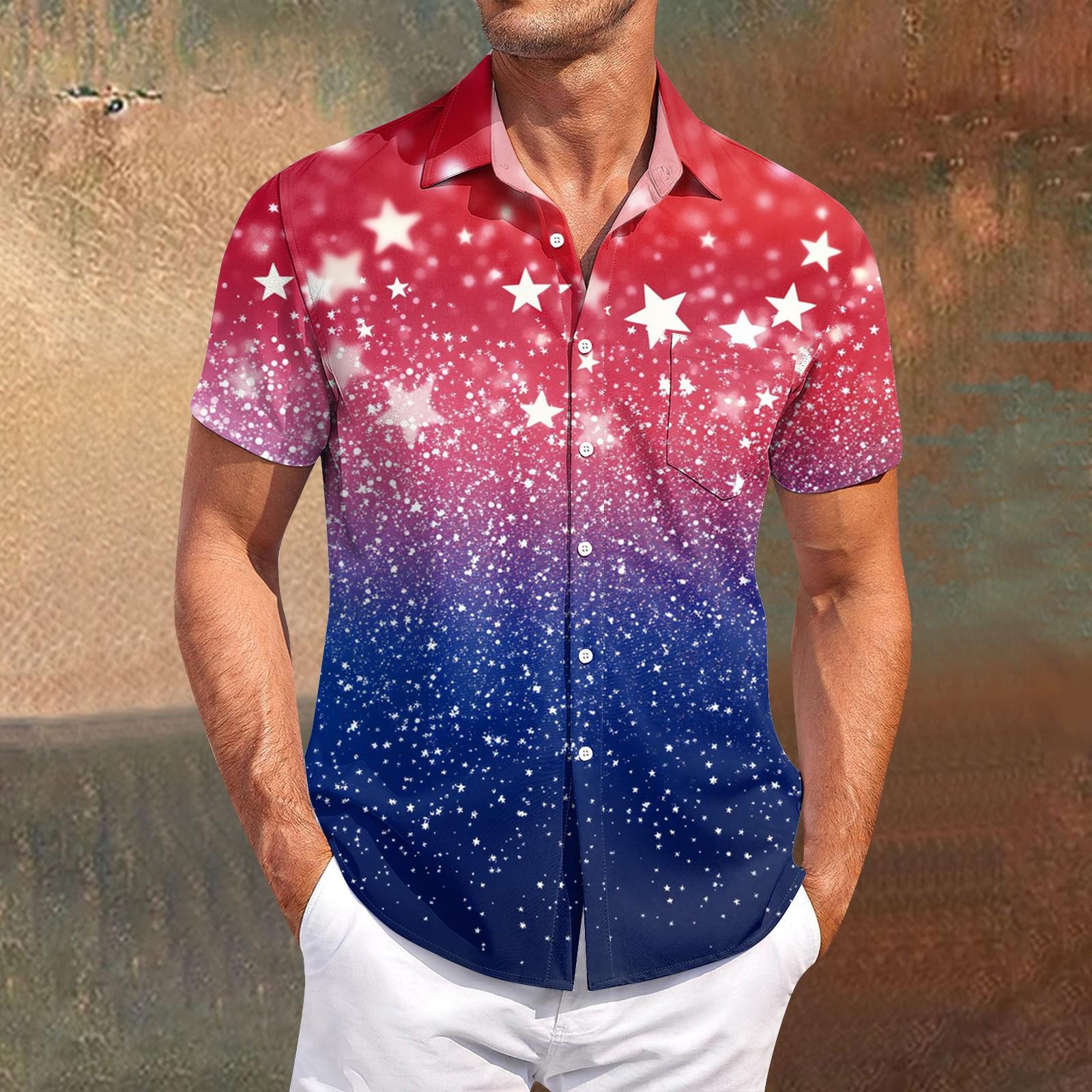 

Мужская повседневная рубашка с короткими рукавами, облегающая, стильная, с гавайским принтом XXXL красный