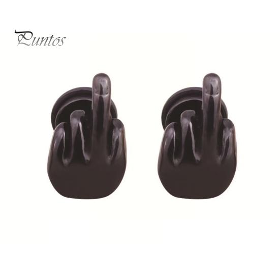 

1 пара серег-гвоздиков, новые трендовые серьги в стиле хип-хоп, панк, неаллергические серьги из нержавеющей стали, забавные мужские и женские серьги на средний палец, модные украшения