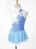 Girls Sleeveless Dance Dress Round Neck Shiny Sequins Floral Decorated Hollow Back Design Party Outfit