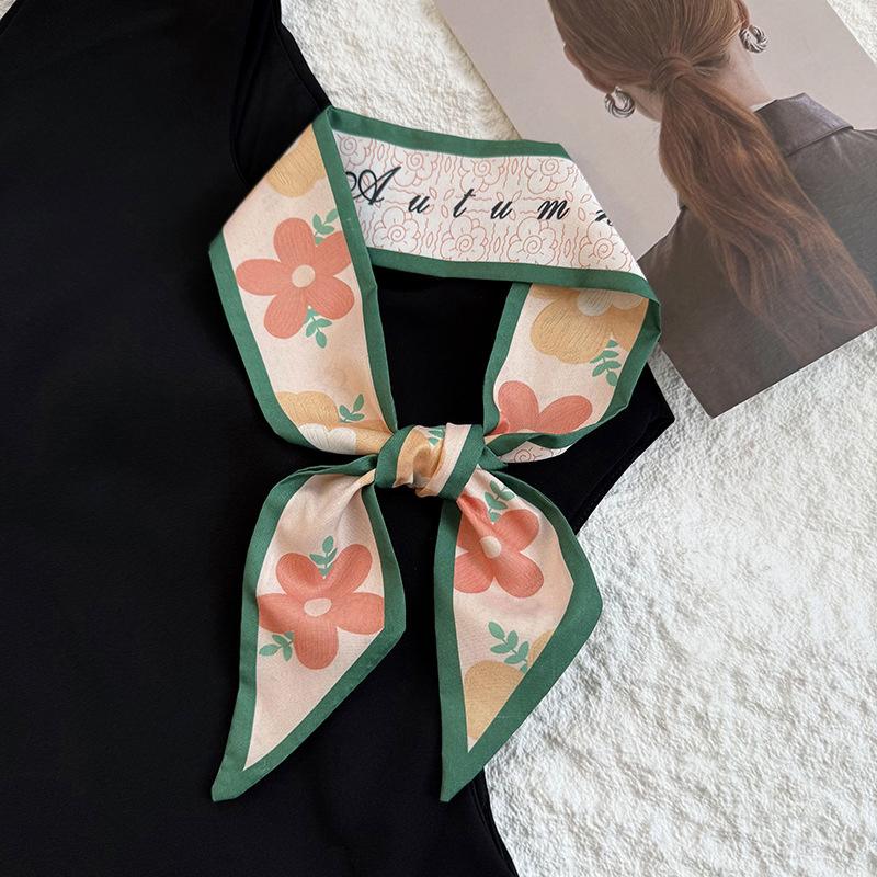

New Luxury Brand Model Small Silk Scarf for Women Hair Band Bag Handbag Handle Ribbon Scarf Neckerchief Headbands Choker 6x96cm