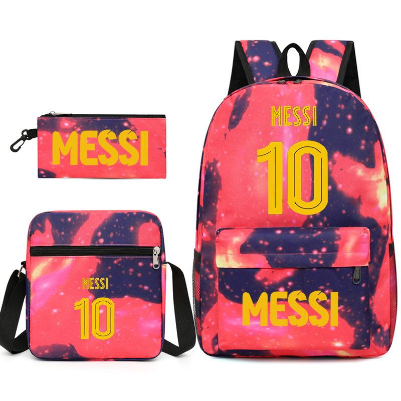 Large Capacity Schoolbag with Shoulder Strap; Student Three-piece Pencil Case Set