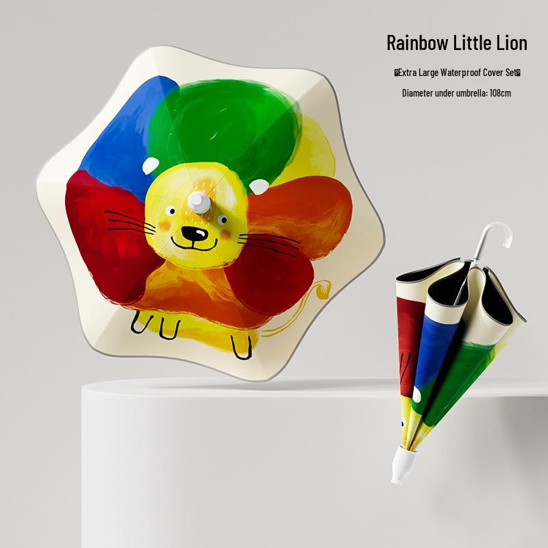 Großer Kinder-Doppelpersonen-Regenschirm für die Schule, wasserdicht, mit langem Griff