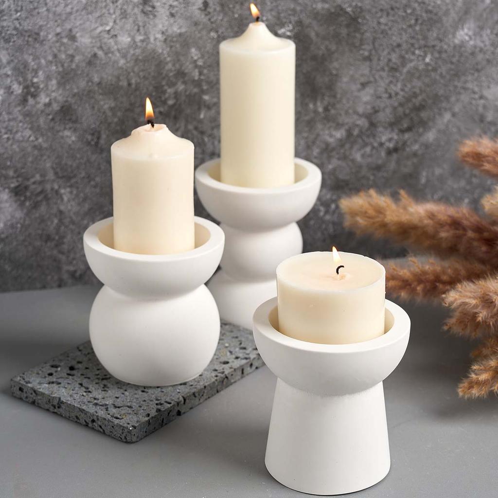 Concrete Semicircle Candle Cup Silicone Mold DIY Geometric Candlestick Craft Making Resin Plaster Storage Jar Molds Home Decor