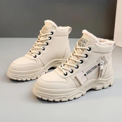 Fleece-Lined Cotton Shoes for Women  Korean Style Warm High-Top Martins  All-Match Winter Footwear for Students