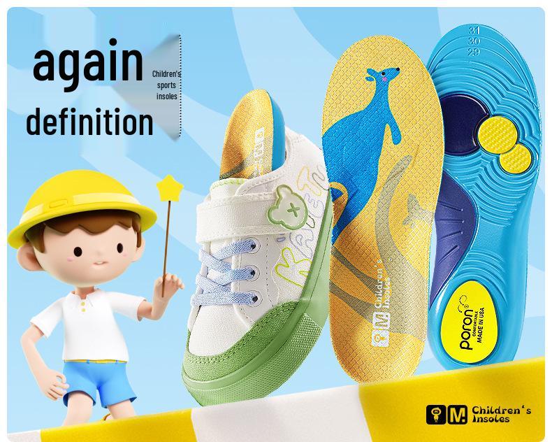 Kids' Arch Support Cushioned Insoles - Soft, Shock-Absorbing, Anti-Slip, Cuttable for Sports & Running Shoes