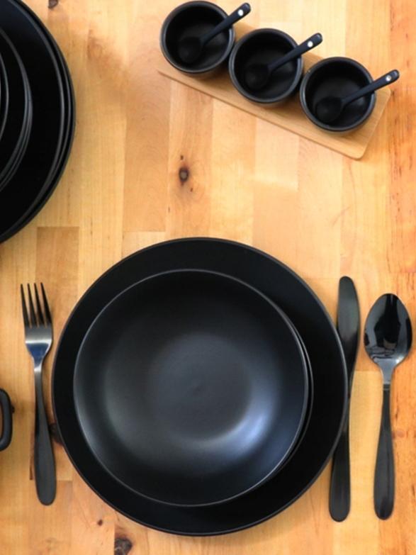DESSERT PLATE, BREAKFAST, DINNER, 20 cm, FLAT, BLACK CERAMIC