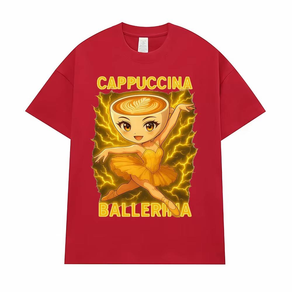 

Ballerina Capuchino Cute Coffee T Shirt Italian Brainrot Funny Meme Tee Shirt Men s Women Vintage High Quality Oversized T-shirt 4XL