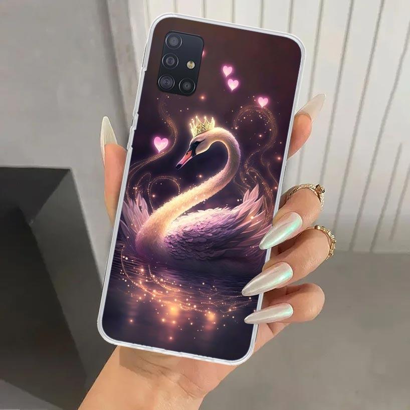 White Swan Grace Art Phone Case for Samsung Galaxy A52 A32 A22 A12 A02S A50S A30S A10S Note 20 Ultra 10 Plus S10 A31 A20 A71 A72