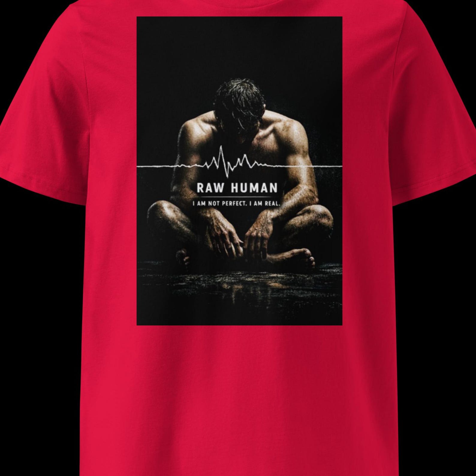Unisex organic cotton t-shirt - Graphics: Raw Human - I AM REAL S