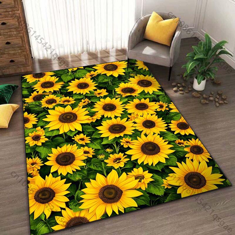 1PC Sunflower Printed Carpet for Living Room Bedroom Bedside Bathroom Floor Mat Area Rugged Sofa Mat Home Decor Large Size