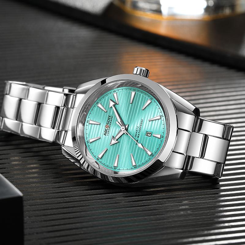 Mens Watches Stainless Steel Belt Quartz Wrist Watch Man Business Watch Calendar Date Luminous Male Casual Bracelet Clock