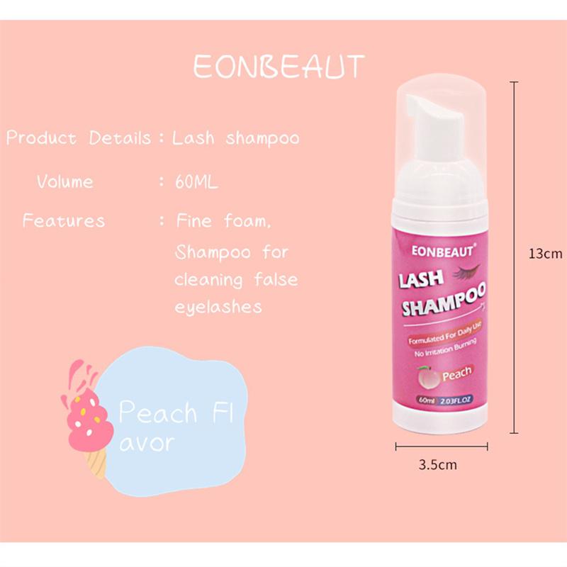 eonbeaut 60 ml gene piersică șampon perie pentru ochi spumă de curățare instrumente de machiaj pentru îndepărtarea lipiciului accesorii de extensie
