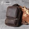 Vintage Top Grain Cowhide Men's Large Capacity Chest Bag - Crazy Horse Leather Crossbody Bag