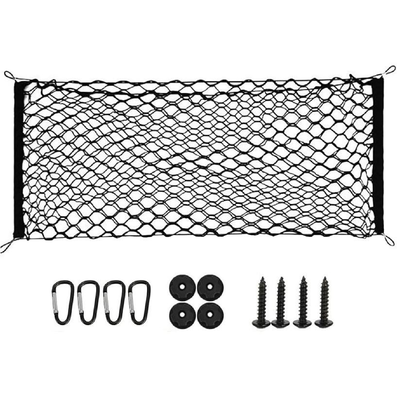 2PCS Universal Car Cargo Net with Adhesive Tape, 9.8×15.7in Trunk Storage Mesh Pocket Wall Mount Organizer Bag for Car RV SUV Boat Truck Camper Van