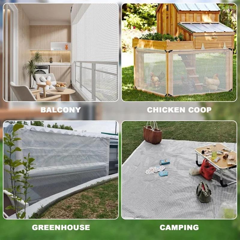 0.35MM Mesh Reinforced PE Tarpaulin with Zipper Pergolas Gazebo Waterproof Screen Patio Enclosure Tent Rainproof Curtain