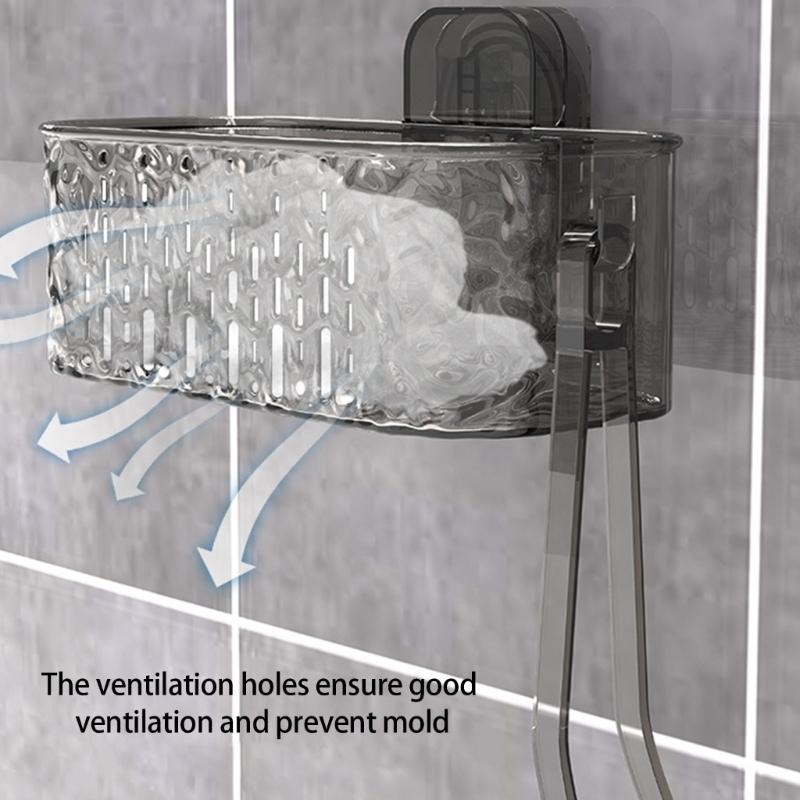 Bathroom Organizers Suction Cup Shelf With Double Layers Ventilated Storage Shelf For Shower Essential And Cosmetics