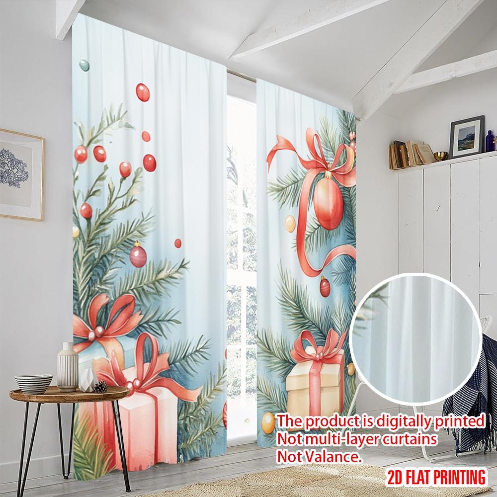2pcs,2D plane printing Curtains&Window Treatment Christmas Tree Ornaments Gifts Ribbons (3) Versatile 100% Polyester (without