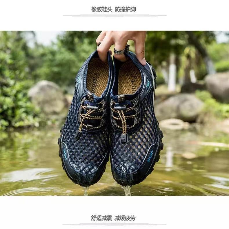 Summer Men's Shoes Mesh Breathable Hollow Casual Shoes Non-slip Wear-resistant Wading Shoes Men