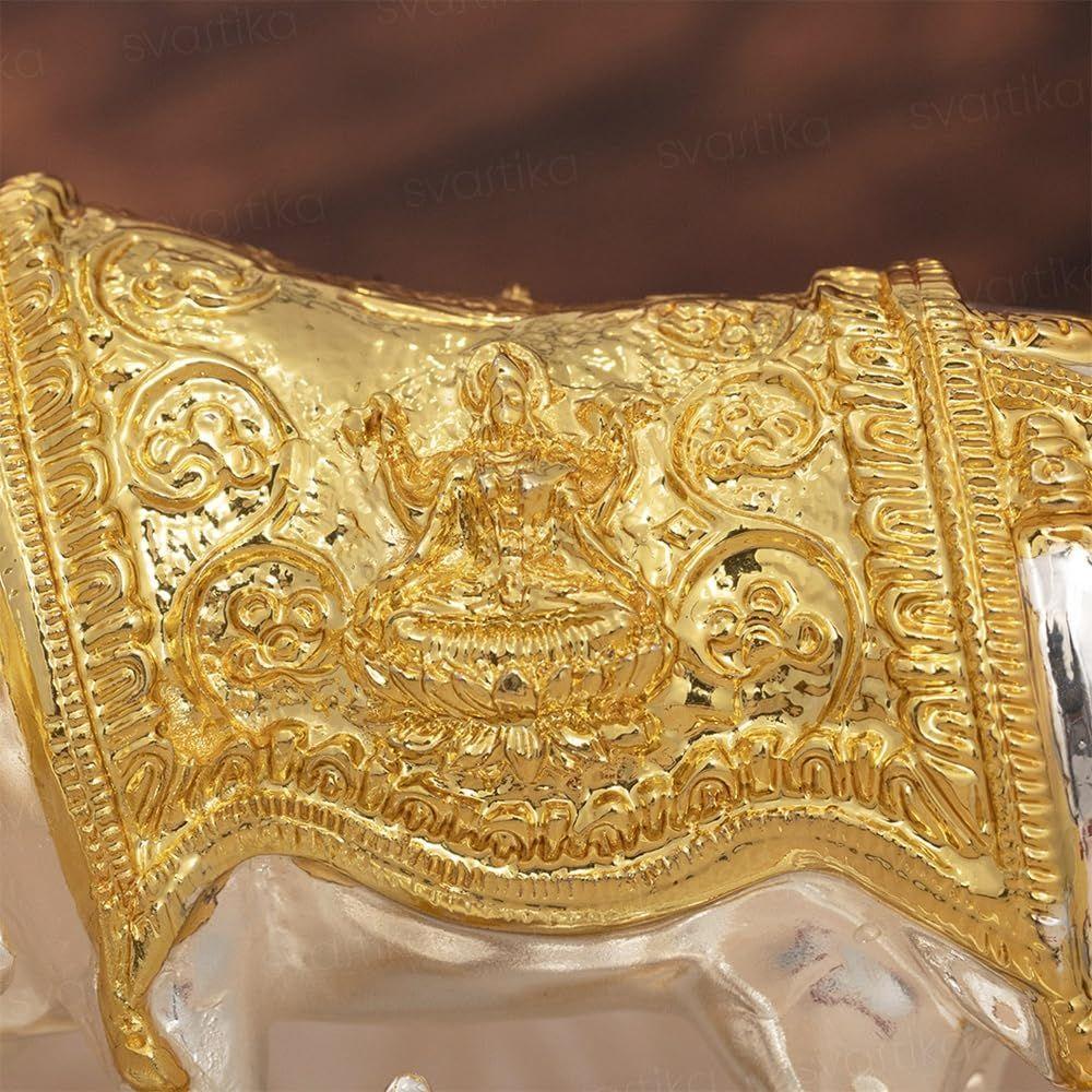 Kamdhenu Cow with Calf Idol | 24K Gold & 999 Silver Plated | Excellent Vastu Correction Remedy for Financial Problems | Wedding & Housewarming Gift