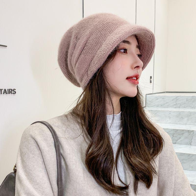 Hat Women's Winter Fashion Autumn and Winter Thermal Hat Knitted Wool Hat
