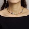 Persönlichkeits Türkis Blau Böser Blick Anhänger Halskette für Damen Charme Gold Farbe Edelstahl Kette Choker Glücksbringer Schmuck Geschenke
