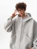 Unisex Velvet-Lined Retro Street Style Rivet Hooded Cardigan