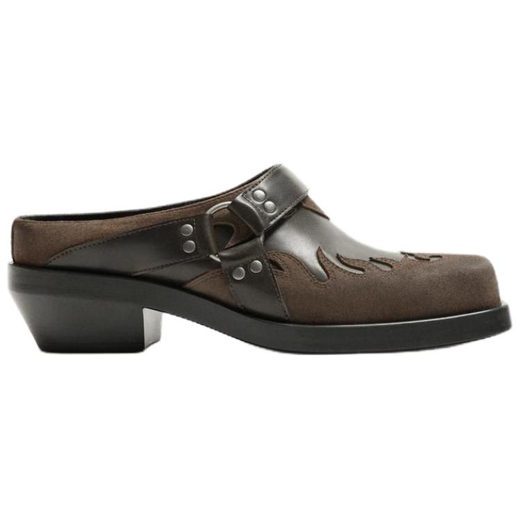 ZARA Lightweight Slip-On Denim Style Thick Sole High Heel Anti-Wear Closed Toe Slippers Men slippers Brown 12467520700