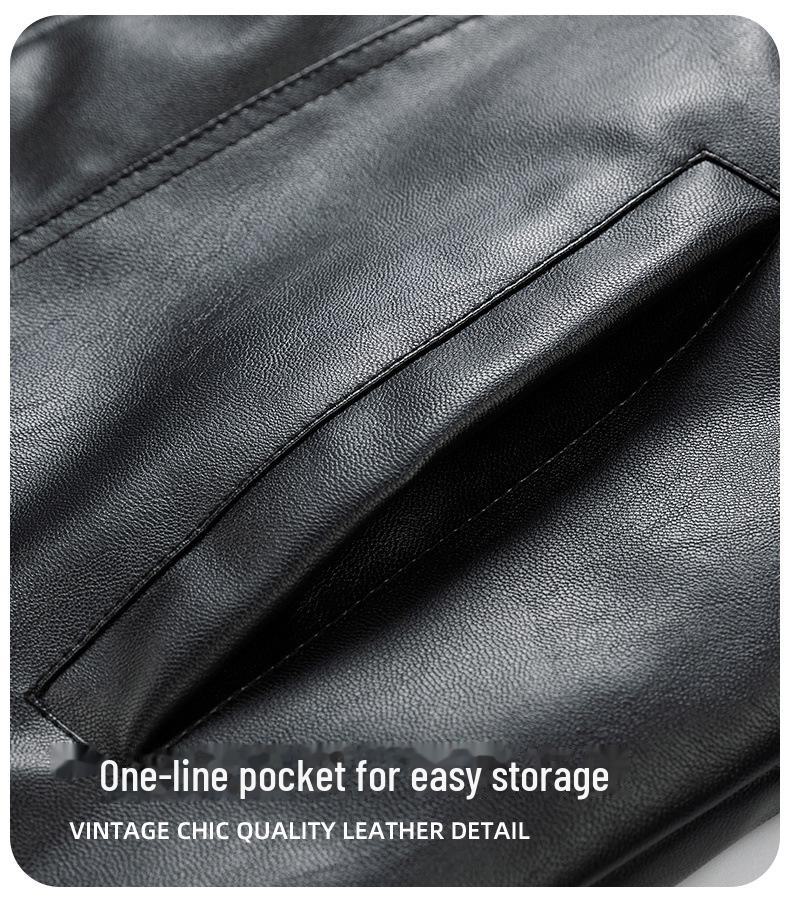 Men's Thick Leather Fur-Lined Motorcycle Jacket - Autumn/Winter Collection