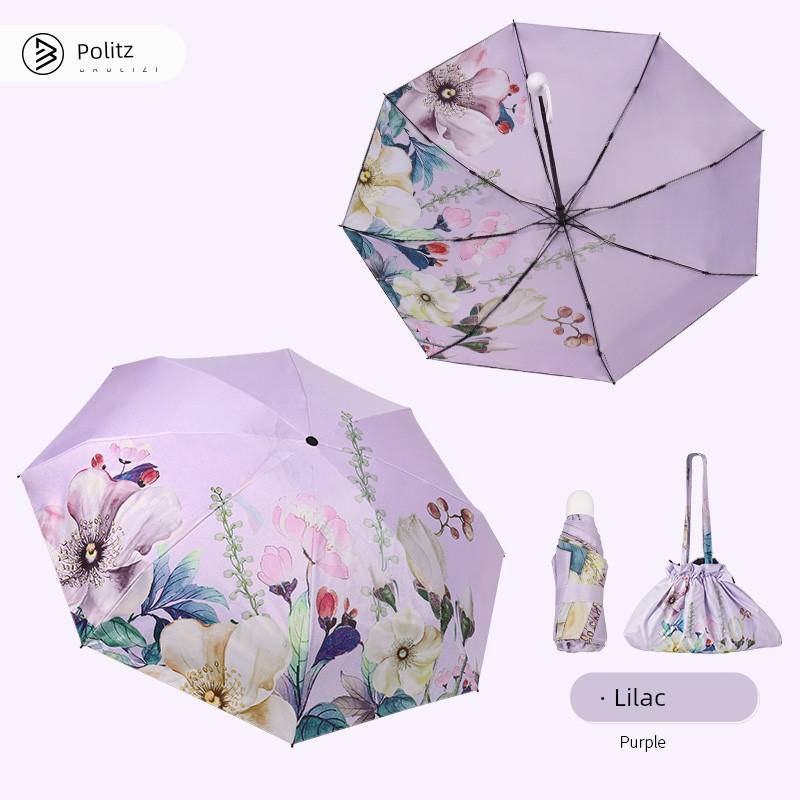 Baolizi Purple Sun Protection Umbrella Double-Layer Vinyl Rain Or Shine Dual-Use Women Manual Folding Umbrella 50% off Portable Umbrella