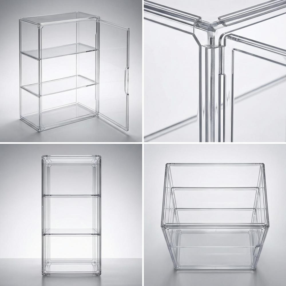 1 Pc clear acrylic figure display case with two removable shelves, waterproof and dustproof storage box for mini figurines