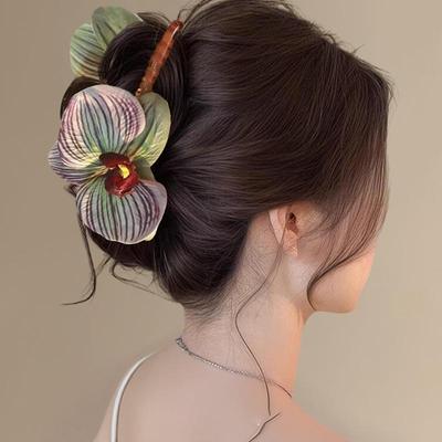 Beach Vacation Style Phalaenopsis Hair Claw Flower Claw Clips Trendy Hair Clips Ins Hair Accessories For Women Girls