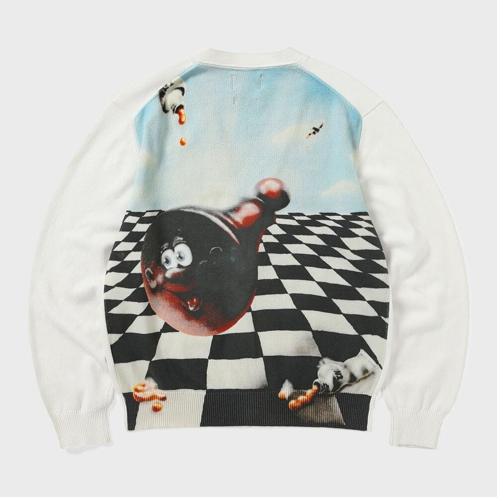 ThIs Is Never That Chess Zip Cardigan White S