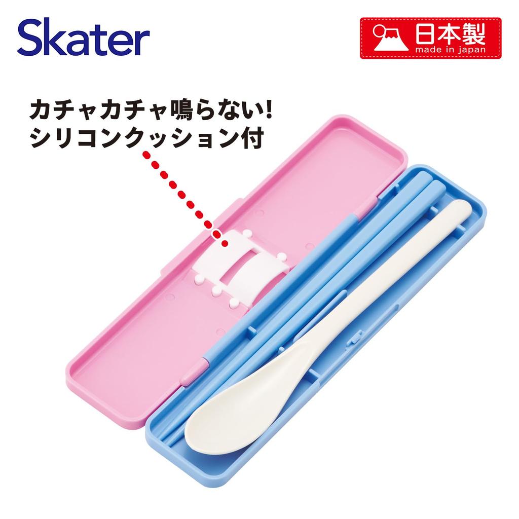 Skater Chopsticks and Spoon Set for Adults (18cm, Quiet, Made in Japan) - Care Bears Sparkle CCS3SA-A