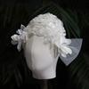 White Bride Headdress Pearls Beads Wedding Headwear Retro Bridal Hat  Headpieces