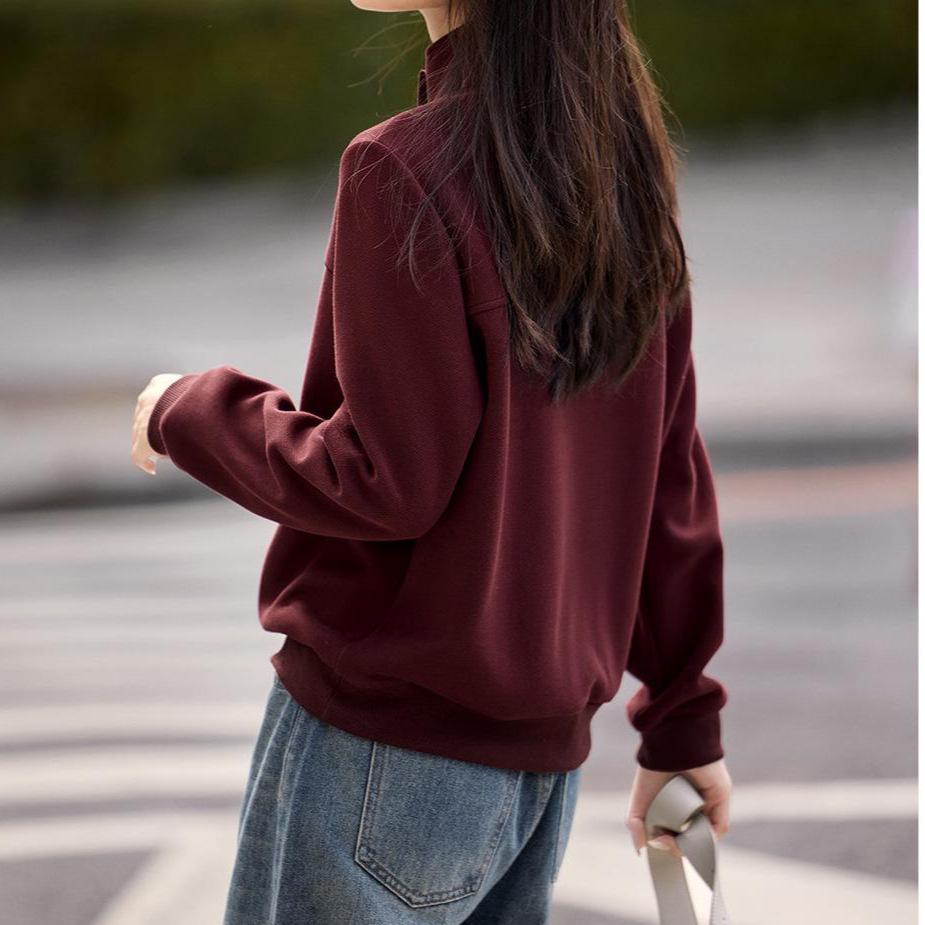 Light Casual Design Half Turtleneck Sweatshirt Spring New Casual Slit Split Design Sweatshirt
